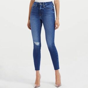 Good American Good Legs Skinny Cropped Stretch Jeans Raw Hem Size 30
